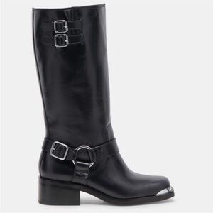 Dolce Vita Black Heeled Boots with Silver Accents